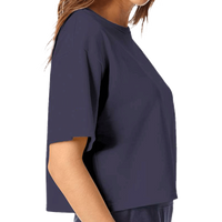 Champion Women's Heritage Jersey Crop T-Shirt, Navy, Right Sleeve view