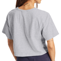 Champion Women's Heritage Jersey Crop T-Shirt, Oxford Grey, Back view