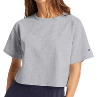 Champion Women's Heritage Jersey Crop T-Shirt, Oxford Grey, Front view