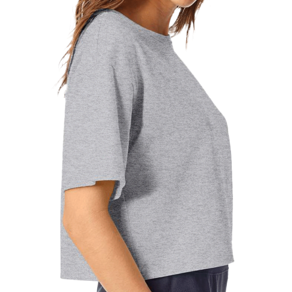 Champion Women's Heritage Jersey Crop T-Shirt, Oxford Grey, Right Sleeve view