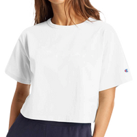 Champion Women's Heritage Jersey Crop T-Shirt, White, Front view