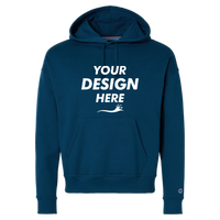 Champion Women's Powerblend® Hooded Sweatshirt, Late Night Blue, Front view, Mockup