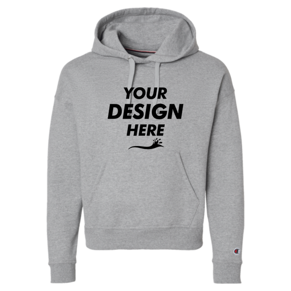 Champion Women's Powerblend® Hooded Sweatshirt, Light Steel, Front view, Mockup