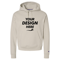 Champion Women's Powerblend® Hooded Sweatshirt, Sand, Front view, Mockup