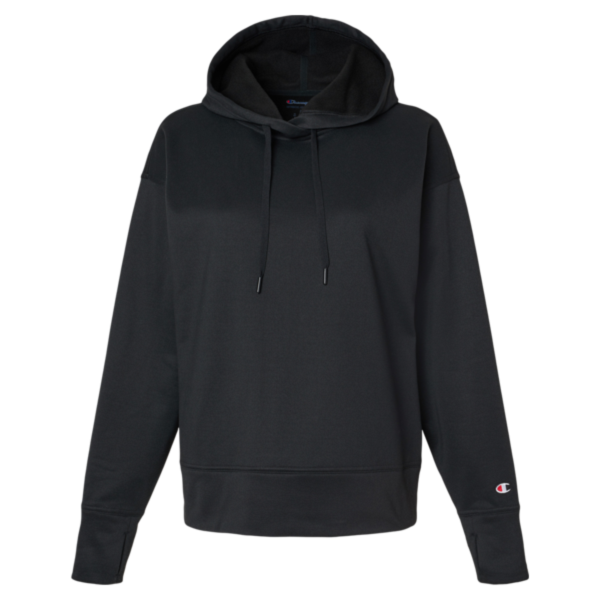 Champion Women's Sport Hooded Sweatshirt, Black, Front view