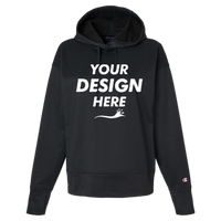 Champion Women's Sport Hooded Sweatshirt, Black, Front view, Mockup