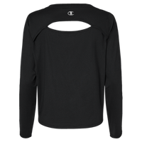 Champion Women's Sport Soft Touch Long Sleeve T-Shirt, Black, Back view