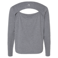 Champion Women's Sport Soft Touch Long Sleeve T-Shirt, Ebony Heather, Back view