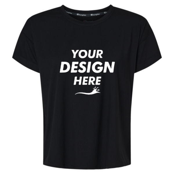 Champion Women's Sport Soft Touch T-Shirt, Black, Front view, Mockup