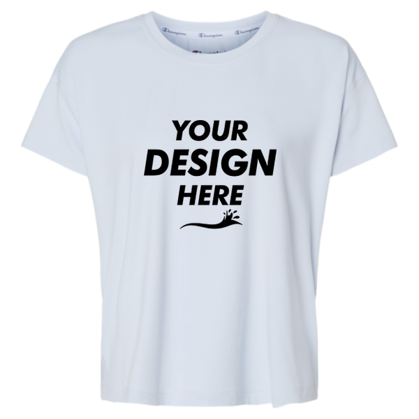 Champion Women's Sport Soft Touch T-Shirt, Collage Blue, Front view, Mockup