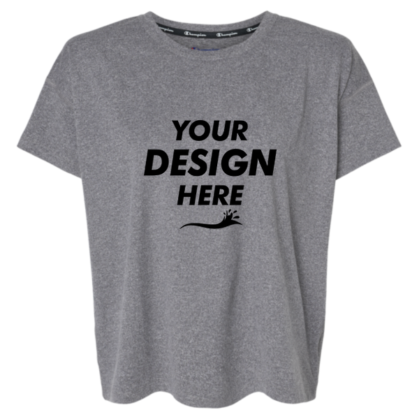Champion Women's Sport Soft Touch T-Shirt, Ebony Heather, Front view, Mockup