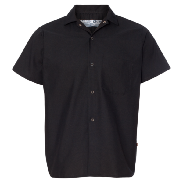 Chef Designs Poplin Cook Shirt with Gripper Closures, Black, Front view