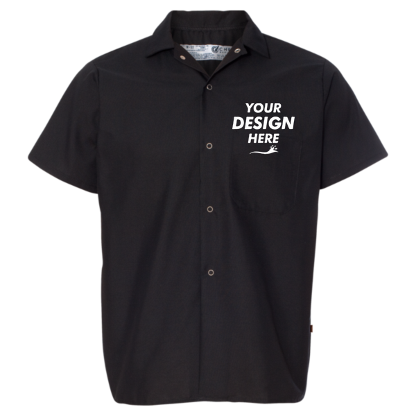 Chef Designs Poplin Cook Shirt with Gripper Closures, Black, Front view, Mockup