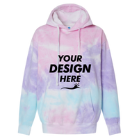 Colortone Unisex Tie-Dyed Hooded Sweatshirt, Cotton Candy, Front view, Mockup