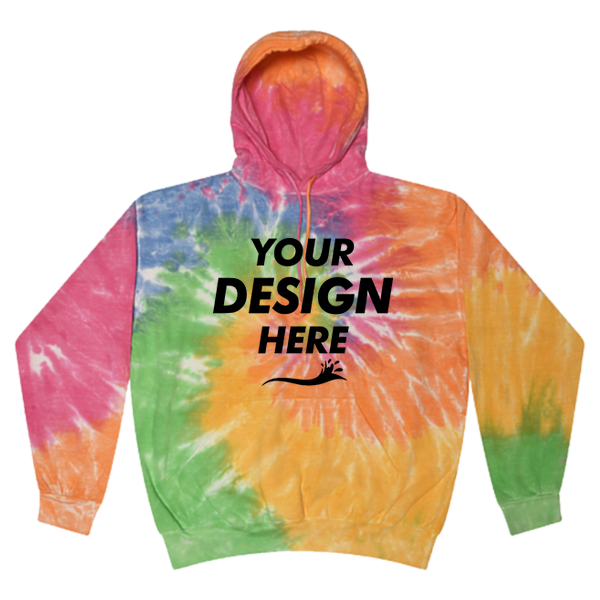 Colortone Unisex Tie-Dyed Hooded Sweatshirt, Eternity, Front view, Mockup
