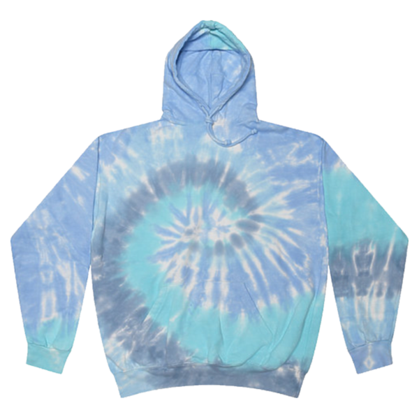 Colortone Unisex Tie-Dyed Hooded Sweatshirt, Lagoon, Front view