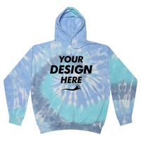 Colortone Unisex Tie-Dyed Hooded Sweatshirt, Lagoon, Front view, Mockup