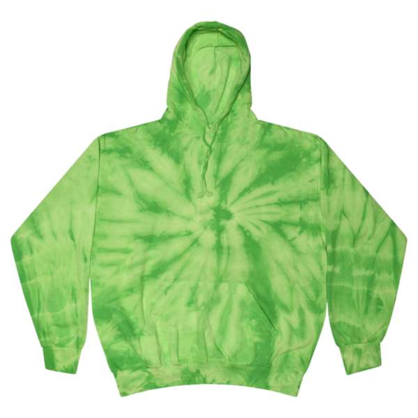 Colortone Unisex Tie-Dyed Hooded Sweatshirt, Spider Lime, Front view