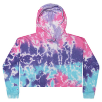 Colortone Women's Tie-Dyed Crop Hooded Sweatshirt, Cotton Candy, Front view