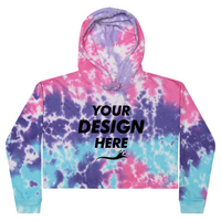 Colortone Women's Tie-Dyed Crop Hooded Sweatshirt, Cotton Candy, Front view, Mockup