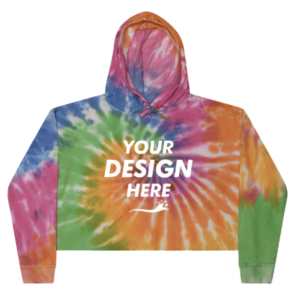 Colortone Women's Tie-Dyed Crop Hooded Sweatshirt, Eternity, Front view, Mockup