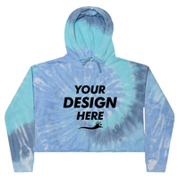 Colortone Women's Tie-Dyed Crop Hooded Sweatshirt, Lagoon, Front view, Mockup