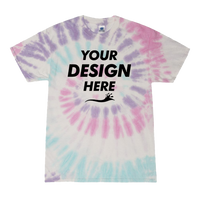 Colortone Youth Multi-Color Tie-Dyed T-Shirt, Acadia / Acadia, Front view, Mockup
