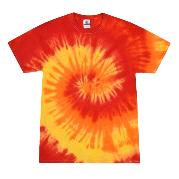 Colortone Youth Multi-Color Tie-Dyed T-Shirt, Blaze / Blaze, Front view