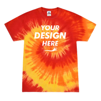Colortone Youth Multi-Color Tie-Dyed T-Shirt, Blaze / Blaze, Front view, Mockup