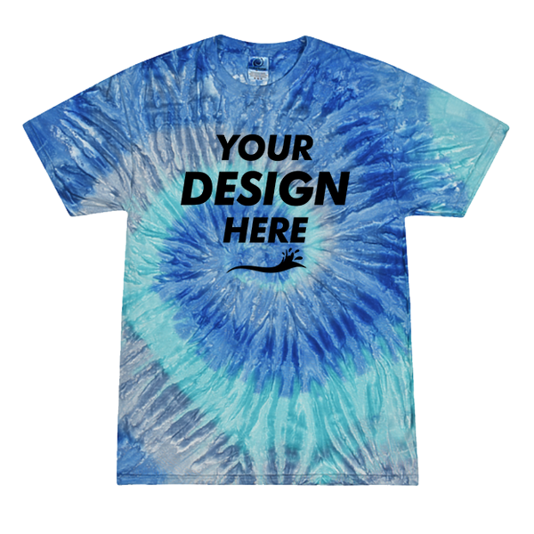 Colortone Youth Multi-Color Tie-Dyed T-Shirt, Blue Jerry / Blue Jerry, Front view, Mockup