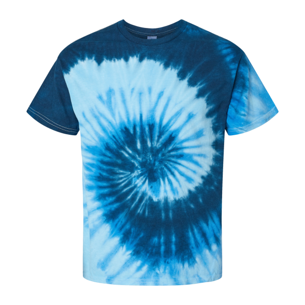 Colortone Youth Multi-Color Tie-Dyed T-Shirt, Blue Ocean / Blue Ocean, Front view