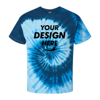 Colortone Youth Multi-Color Tie-Dyed T-Shirt, Blue Ocean / Blue Ocean, Front view, Mockup