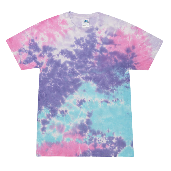 Colortone Youth Multi-Color Tie-Dyed T-Shirt, Cotton Candy / Cotton Candy, Front view