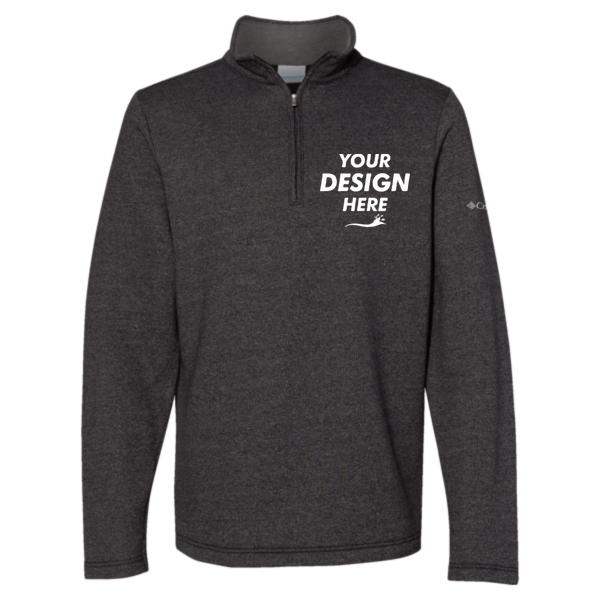 Columbia Men's Great Hart Mountain™ III Half-Zip Pullover, Black Heather, Front view, Mockup