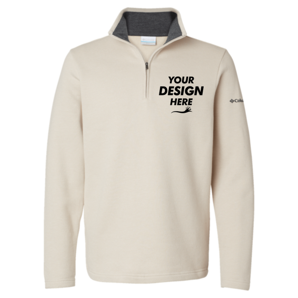 Columbia Men's Great Hart Mountain™ III Half-Zip Pullover, Dark Stone Heather, Front view, Mockup