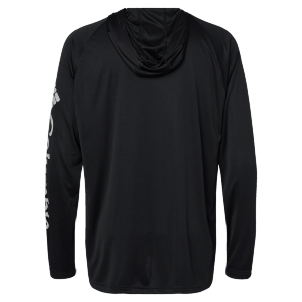 Columbia Men's PFG Terminal Tackle™ Hooded Long Sleeve T-Shirt, Black / Cool Grey, Back view