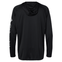 Columbia Men's PFG Terminal Tackle™ Hooded Long Sleeve T-Shirt, Black / Cool Grey, Back view