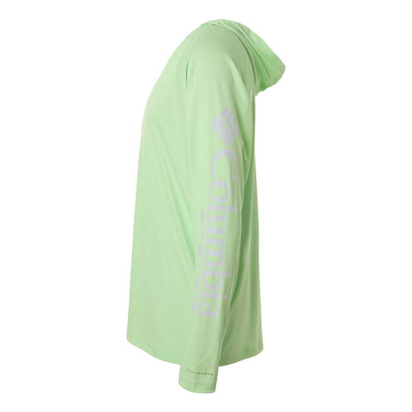 Columbia Men's PFG Terminal Tackle™ Hooded Long Sleeve T-Shirt, Key West / Cool Grey, Left Sleeve view