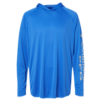 Columbia Men's PFG Terminal Tackle™ Hooded Long Sleeve T-Shirt, Vivid Blue / Cool Grey, Front view