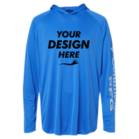 Columbia Men's PFG Terminal Tackle™ Hooded Long Sleeve T-Shirt, Vivid Blue / Cool Grey, Front view, Mockup