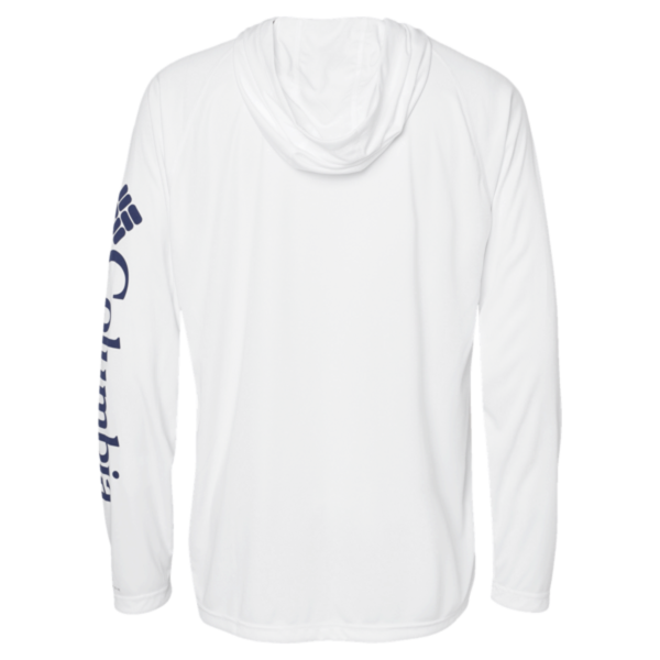 Columbia Men's PFG Terminal Tackle™ Hooded Long Sleeve T-Shirt, White / Nightshade, Back view