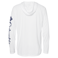 Columbia Men's PFG Terminal Tackle™ Hooded Long Sleeve T-Shirt, White / Nightshade, Back view