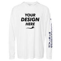 Columbia Men's PFG Terminal Tackle™ Hooded Long Sleeve T-Shirt, White / Nightshade, Front view, Mockup