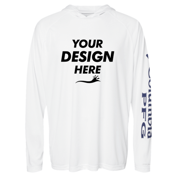 Columbia Men's PFG Terminal Tackle™ Hooded Long Sleeve T-Shirt, White / Nightshade, Front view, Mockup