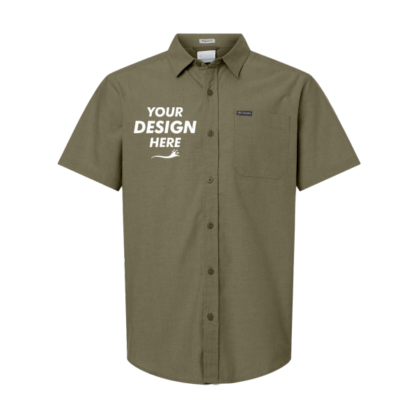 Columbia Men's Rapid Rivers™ Novelty Short Sleeve Shirt, Stone Green, Front view, Mockup