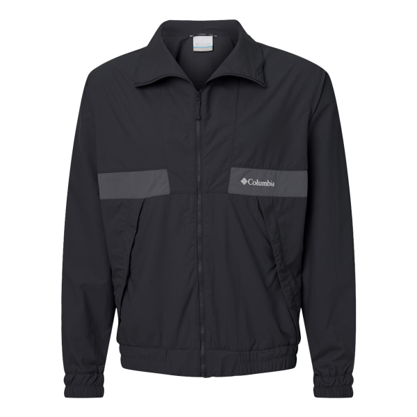 Columbia Men's Spire Valley™ Windbreaker, Black / Shark, Front view