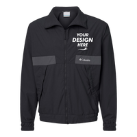Columbia Men's Spire Valley™ Windbreaker, Black / Shark, Front view, Mockup