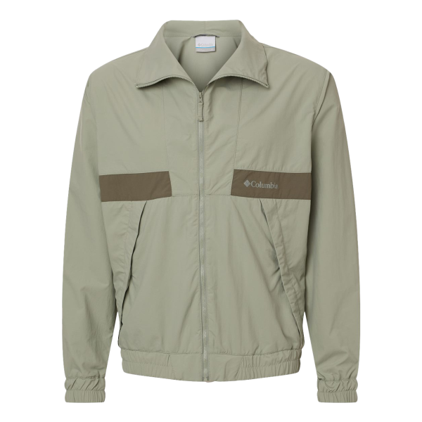 Columbia Men's Spire Valley™ Windbreaker, Safari / Stone Green, Front view
