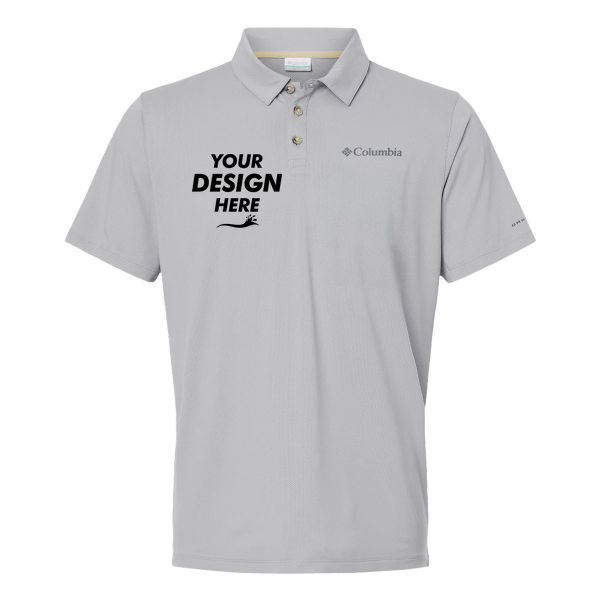 Columbia Men's Tech Trail™ Utility Polo, Columbia Grey, Front view, Mockup