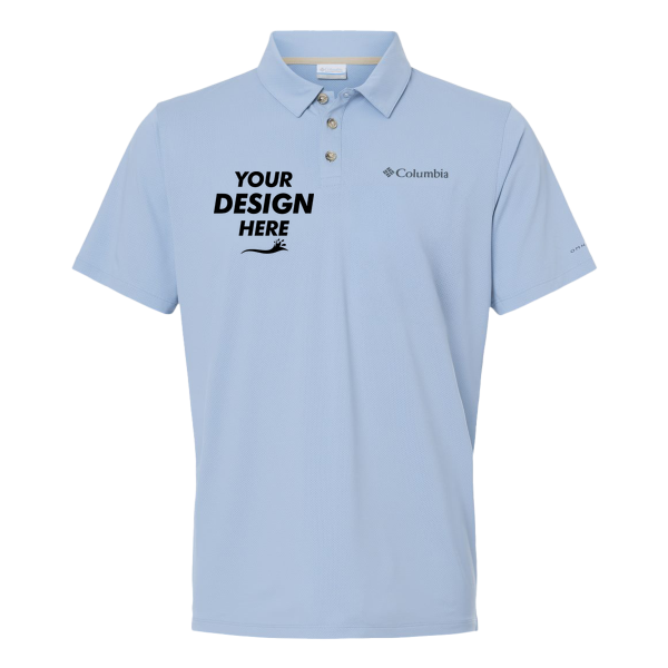 Columbia Men's Tech Trail™ Utility Polo, Ripple Blue, Front view, Mockup